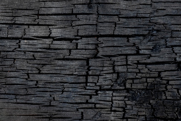 Burned wood texture background Black burnt wood surface