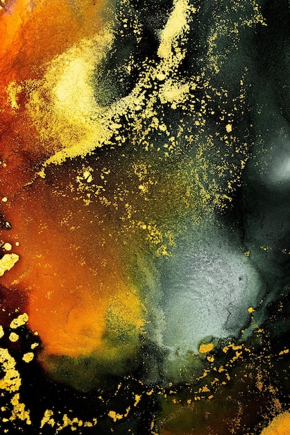 Burning abstract background from marble ink art of exquisite original painting