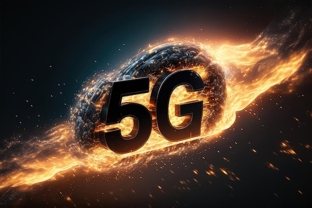 A burning ball with 5g written on it