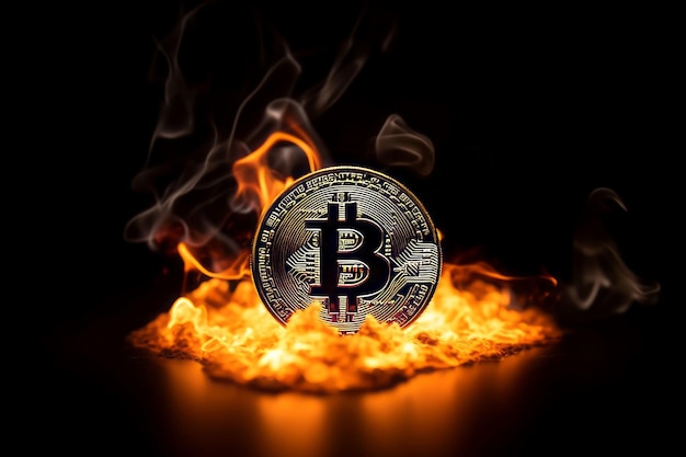 Burning bitcoin Digital finance web Generate Ai