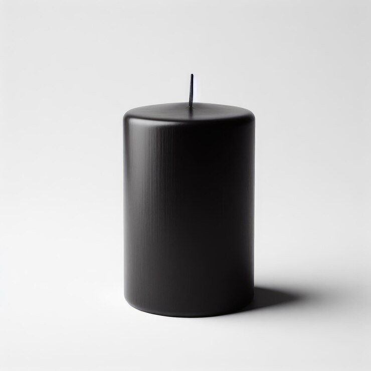 Photo burning black candle in the white background