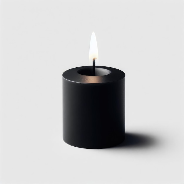 burning black candle in the white background