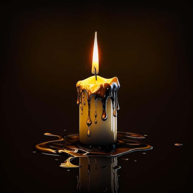 Burning candle on black background Generative AI