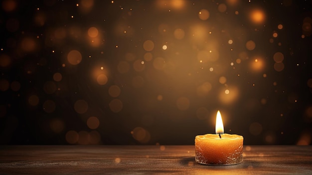 Photo burning candle in dark background