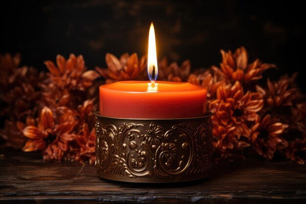 Burning Candle In Darkness professional photograpphy AI Generated