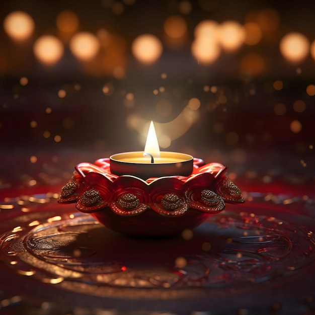Фото Горящая свеча в подсвечнике дивали индийский фестиваль дипавали