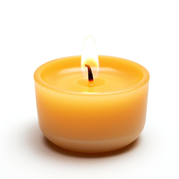 Burning candle isolated on a white background