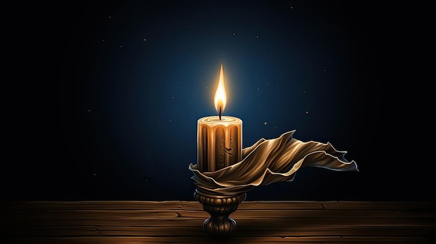 Горящая свеча на фоне израильского флага в честь Международного дня памяти о Холокосте