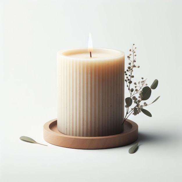 burning candle in the white background