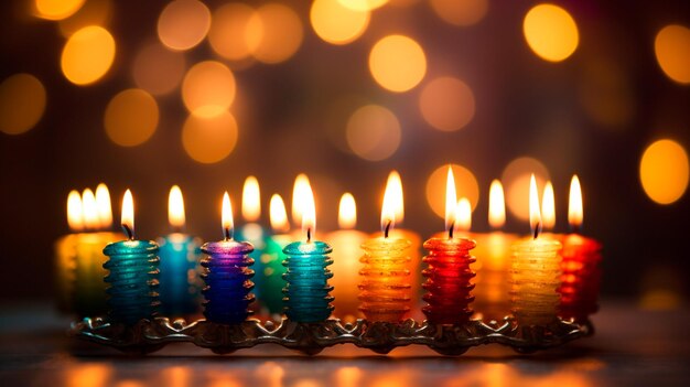 Photo burning candles on blurred background