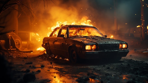 Burning car