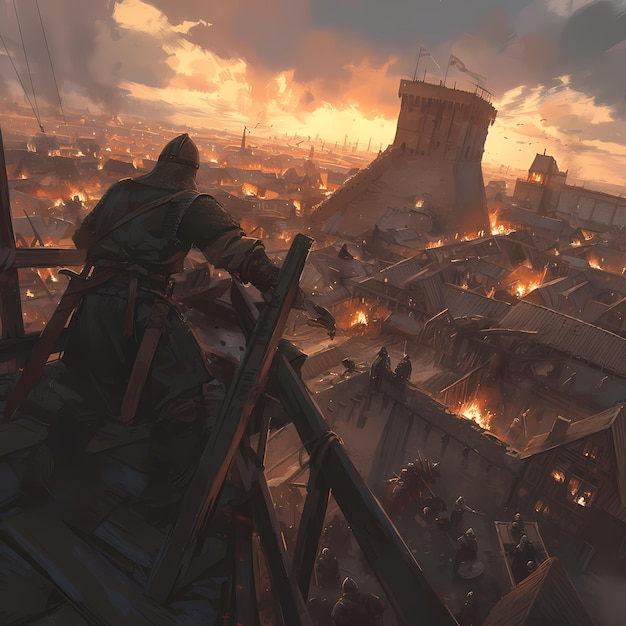 Burning Cityscape from Tower