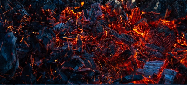 Burning coals in the dark