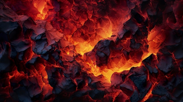 Photo burning coals from a fire abstract background ai generative