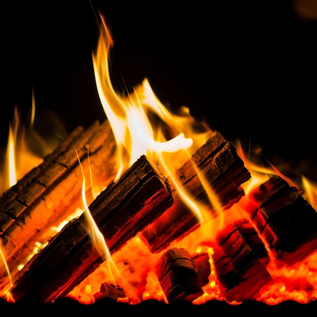 Photo burning coals from a fire abstract background