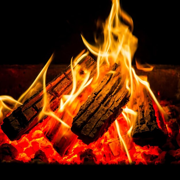 Photo burning coals from a fire abstract background