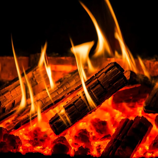 Photo burning coals from a fire abstract background