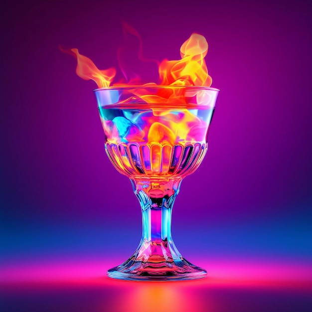 Burning cocktail hyperrealistic