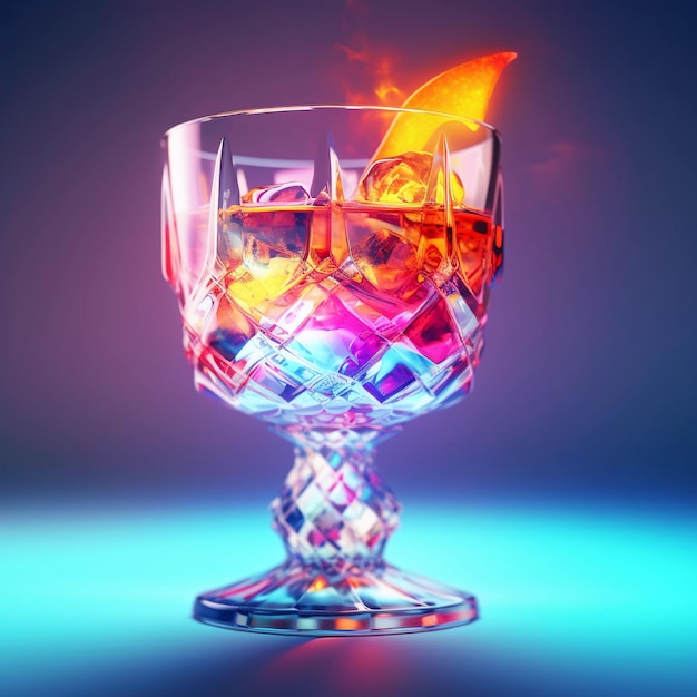 Burning cocktail hyperrealistic
