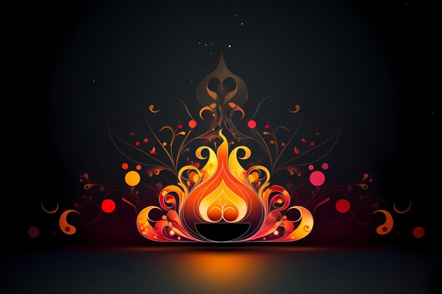 burning Diwali light on a dark abstract background