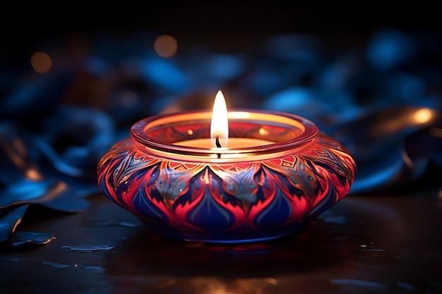 Burning diya in dark background Diwali festival concept