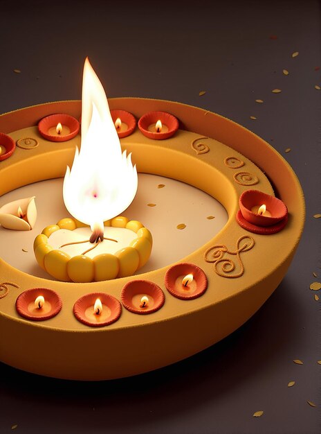 Burning diya on happy Diwali holiday background