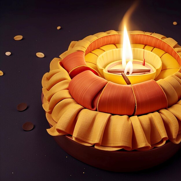 Burning diya on happy Diwali holiday background