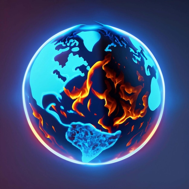 Photo burning earth globe west hemisphere