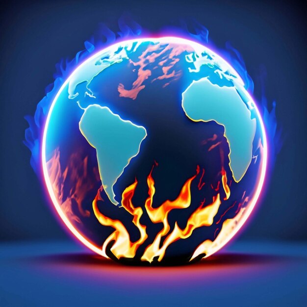 Foto il globo terrestre in fiamme nell'emisfero occidentale