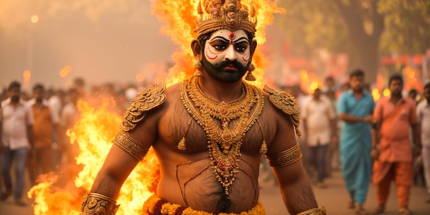 Burning effigy of RavanaDussehra celebrations