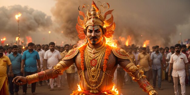 Burning effigy of RavanaDussehra celebrations