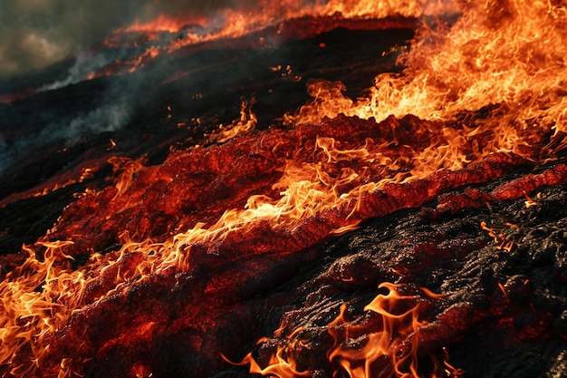 숲에서 불타는 화재 자연 배경