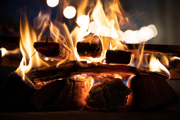 Burning fire with beautiful bokeh in the background