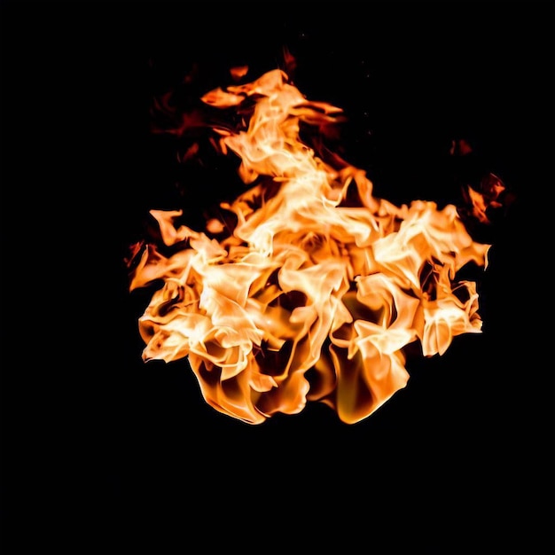 Photo a burning fire with black background