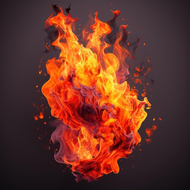 Burning fires of flames on dark background