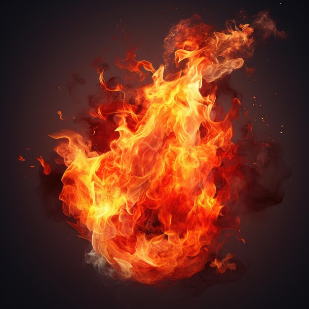 Burning fires of flames on dark background