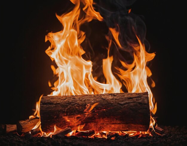 Photo burning flame or tinder isolated on black background intense heat ember glow and spark ignition