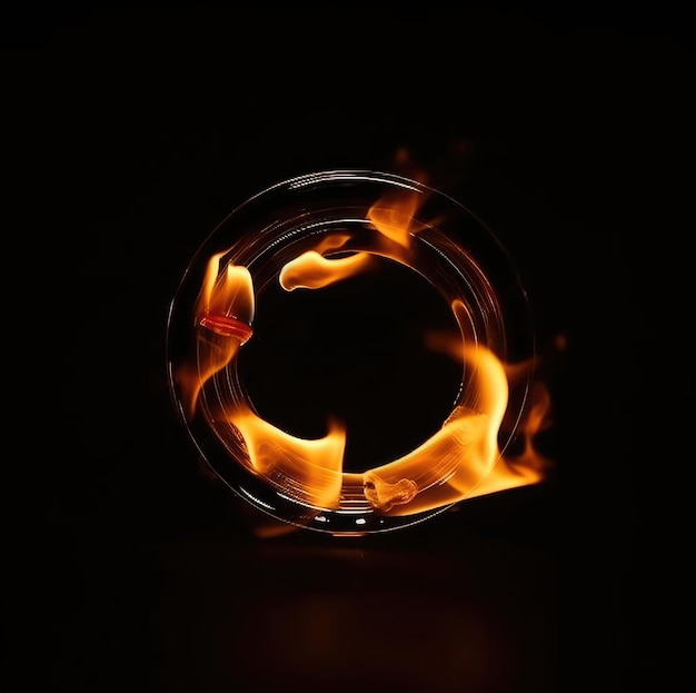 Burning gas in a circle on isolated on black