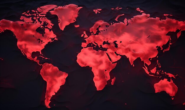 burning hot red world map ai generative design