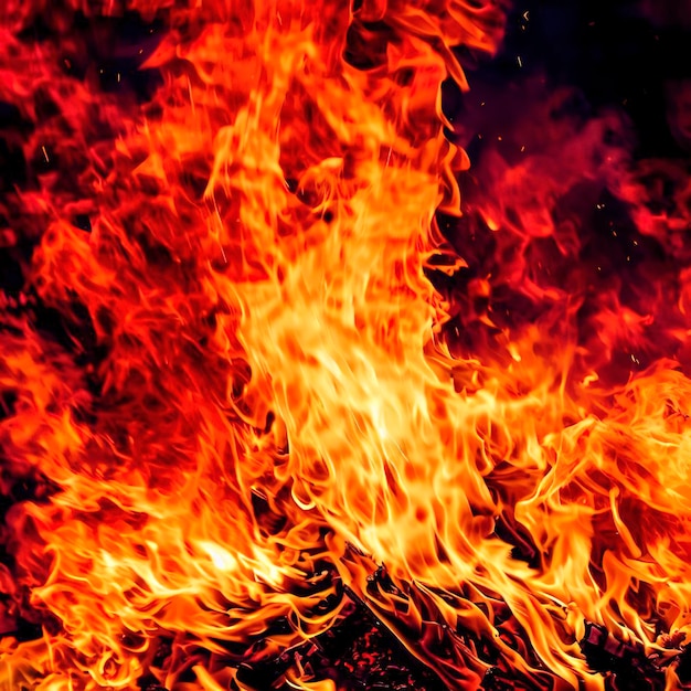 격렬한 모닥불 생생한 색상을 발화하는 불타는 지옥