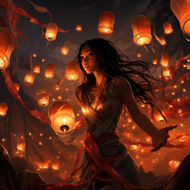 burning lanterns