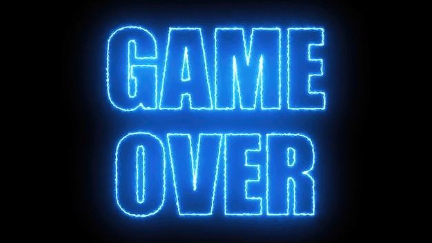 Photo burning letters of game over text on black 3d render background computer generating for gaming