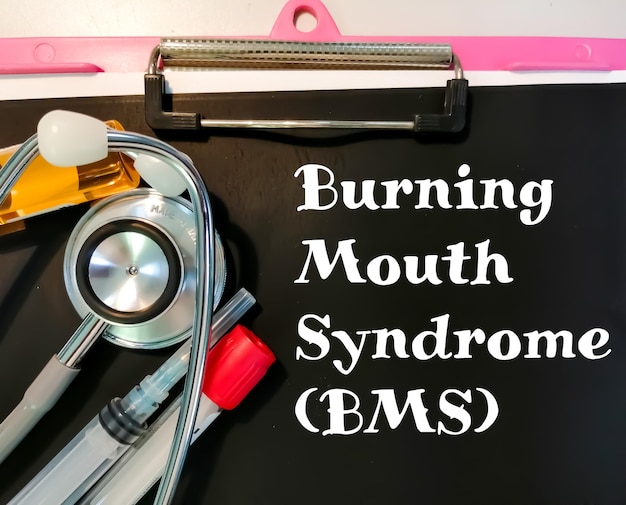 Burning Mouth Syndrome word medical term word with medical concepts in blackboard