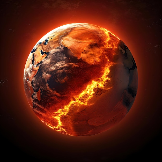 불타는 비행기 지구 기후 변화 지구 온난화 극심한 열과 여름 열파