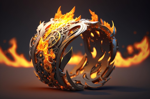 A burning ring with a fire in the middle