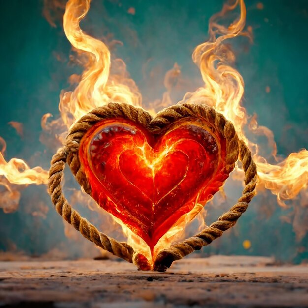 Burning Rope and heart Ultra HD PhotorealisticEV2613 anime photo vibrant