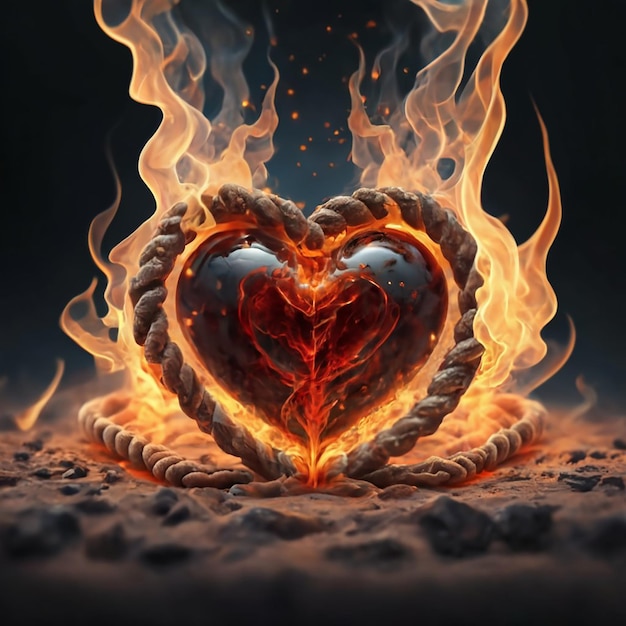 Burning Rope and heart Ultra HD PhotorealisticEV2613 anime photo vibrant