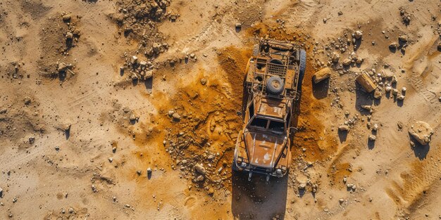 Photo burning sands drone view of destroyed military convoy