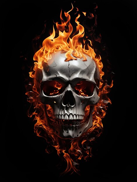 Burning Skull Halloween Background Illustration