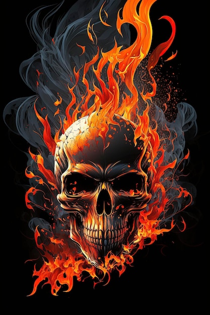 burning skull